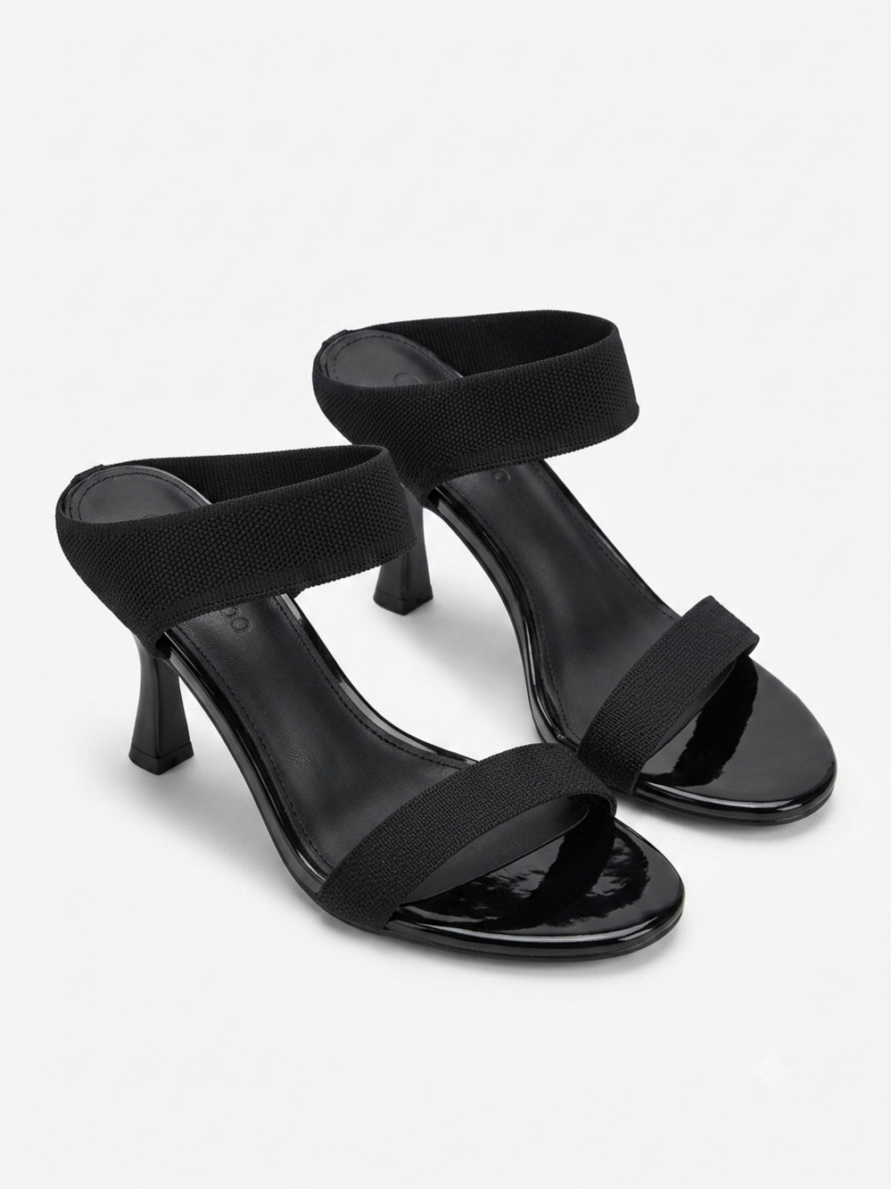 Cuccoo Black Stretch Strap Kitten Heel Mule Sandals Size 10 (EU 41)